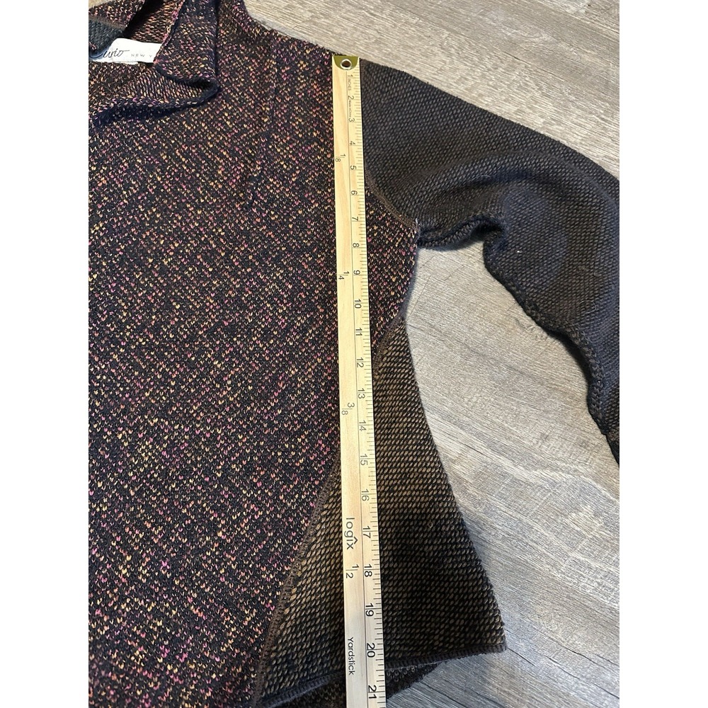 Curio New York Asymmetrical Tri Color Wool Blend Cardigan - Picture 8 of 9